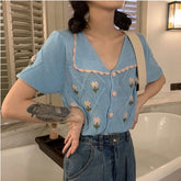 Elegantes Strickhemd mit Vintage-Blumenmuster